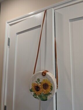 Balinese Sunflower Rattan Sling Bag
